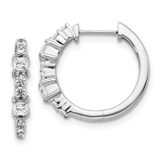14k White Gold Diamond Hinged Hoop Earrings