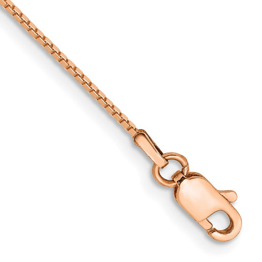 14K Rose Gold 7 inch .9mm Box Link Bracelet