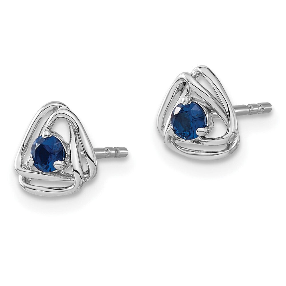 14k White Gold Created Sapphire Stud Earrings Gift for Women