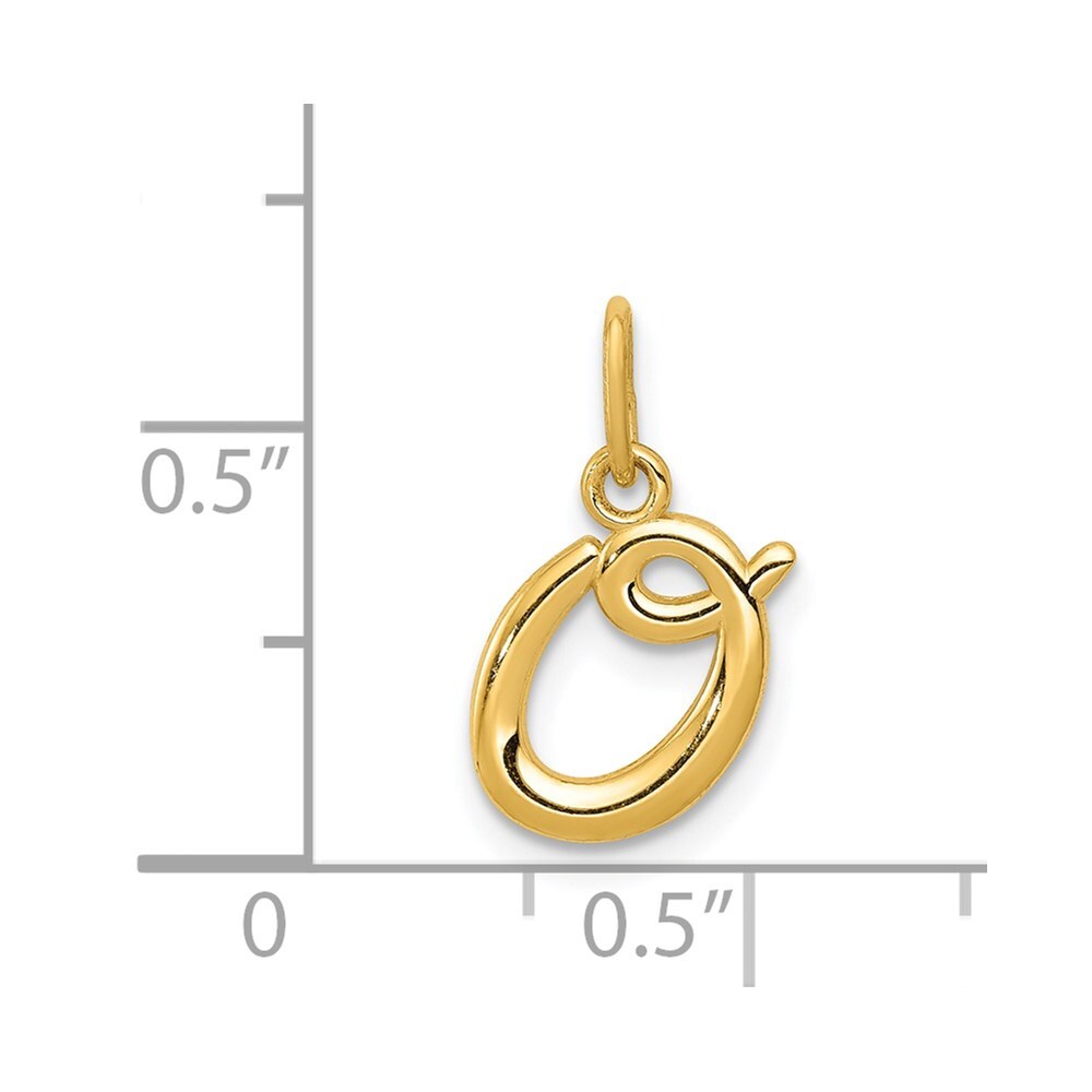 14k Yellow Gold Letter O Initial Charm Pendant for Women