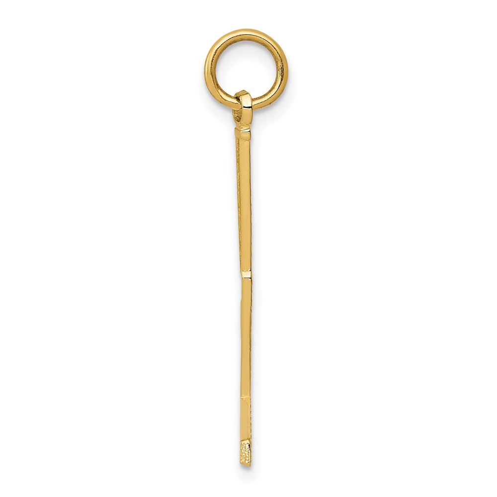 14k Yellow Gold Goalie Stick Charm