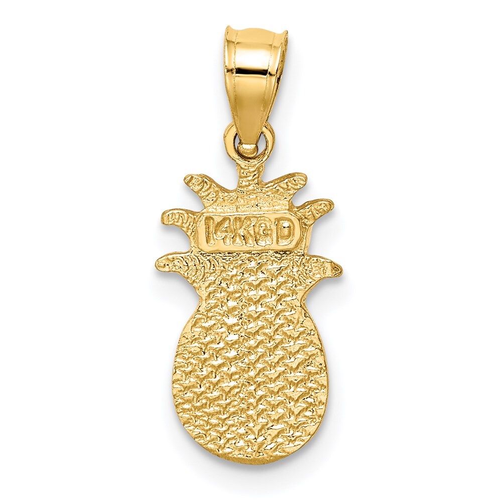 14k Yellow Gold Brushed & Diamond-cut Pineapple Pendant for Women