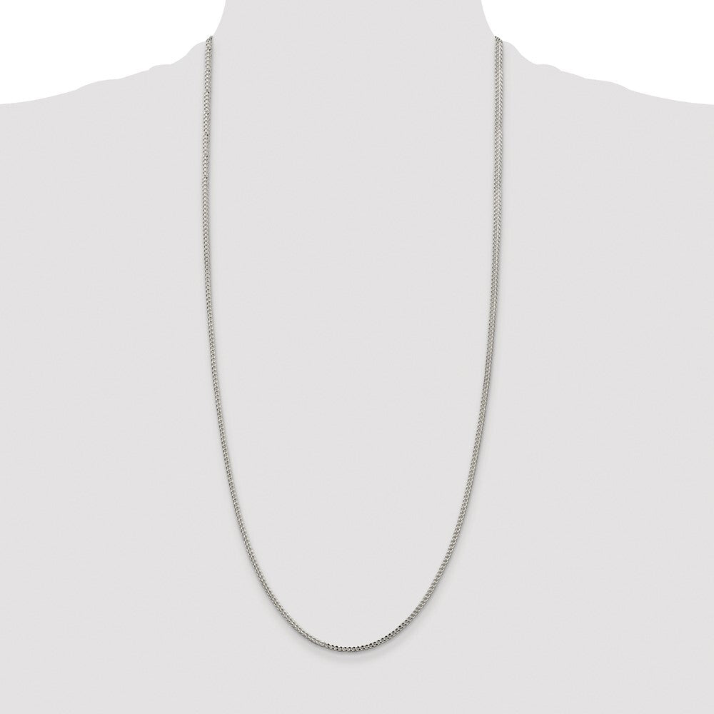 Sterling Silver Rhodium-plated 2mm Diamond-cut Square Franco Chain