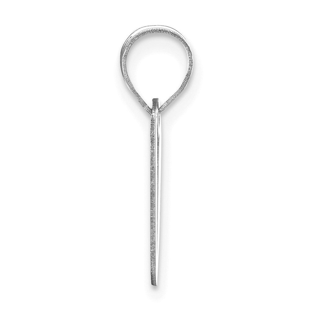 14k White Gold Polished Script Letter V Initial Pendant