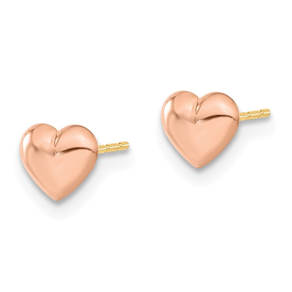 14k Rose Gold Heart Post Earrings