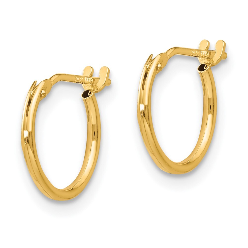 14k Yellow Gold 1mm Hoop Earrings Gift for Women
