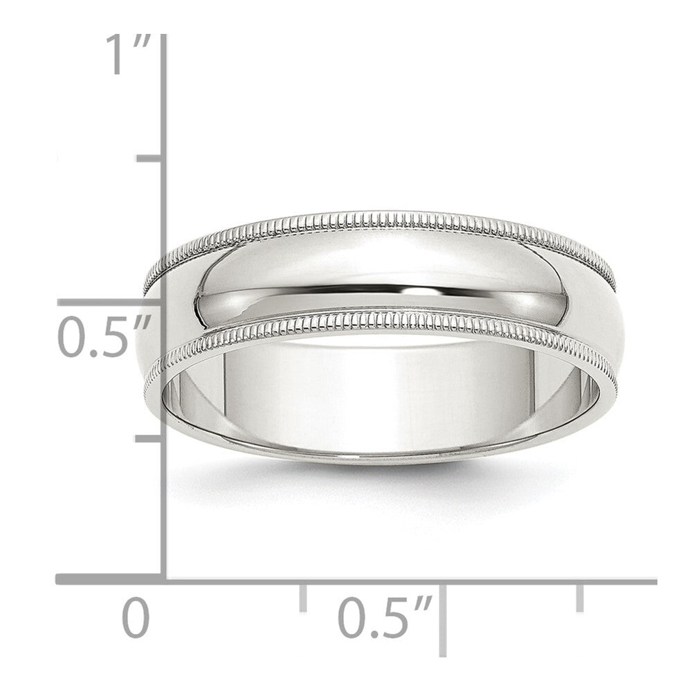Sterling Silver 6mm Half Round Milgrain Size 10 Band Ring