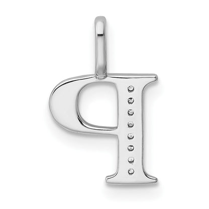 14k White Gold Diamond Letter P Initial Pendant