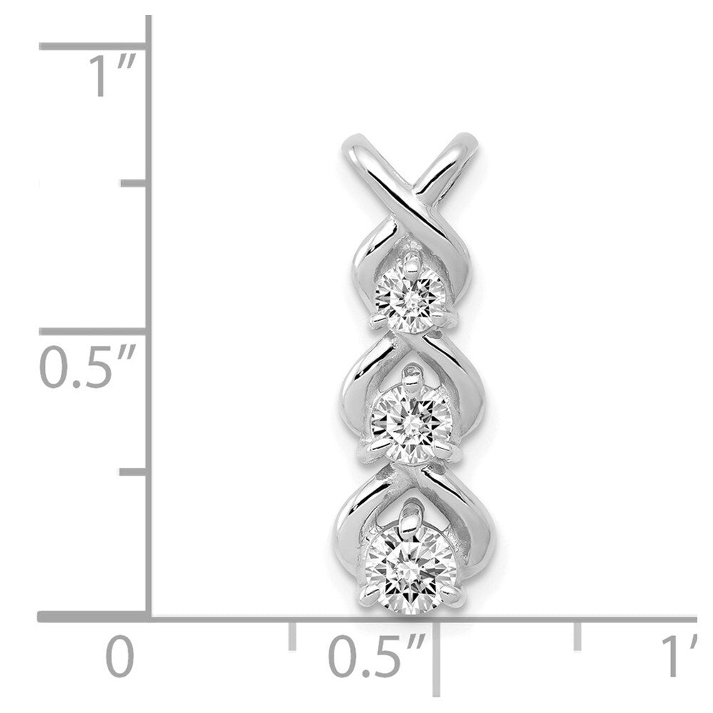 14k White Gold Holds 3 Stone Criss-Cross Chain Slide Pendant Mounting for Women