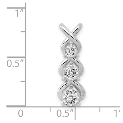 14k White Gold Holds 3 Stone Criss-Cross Chain Slide Pendant Mounting for Women