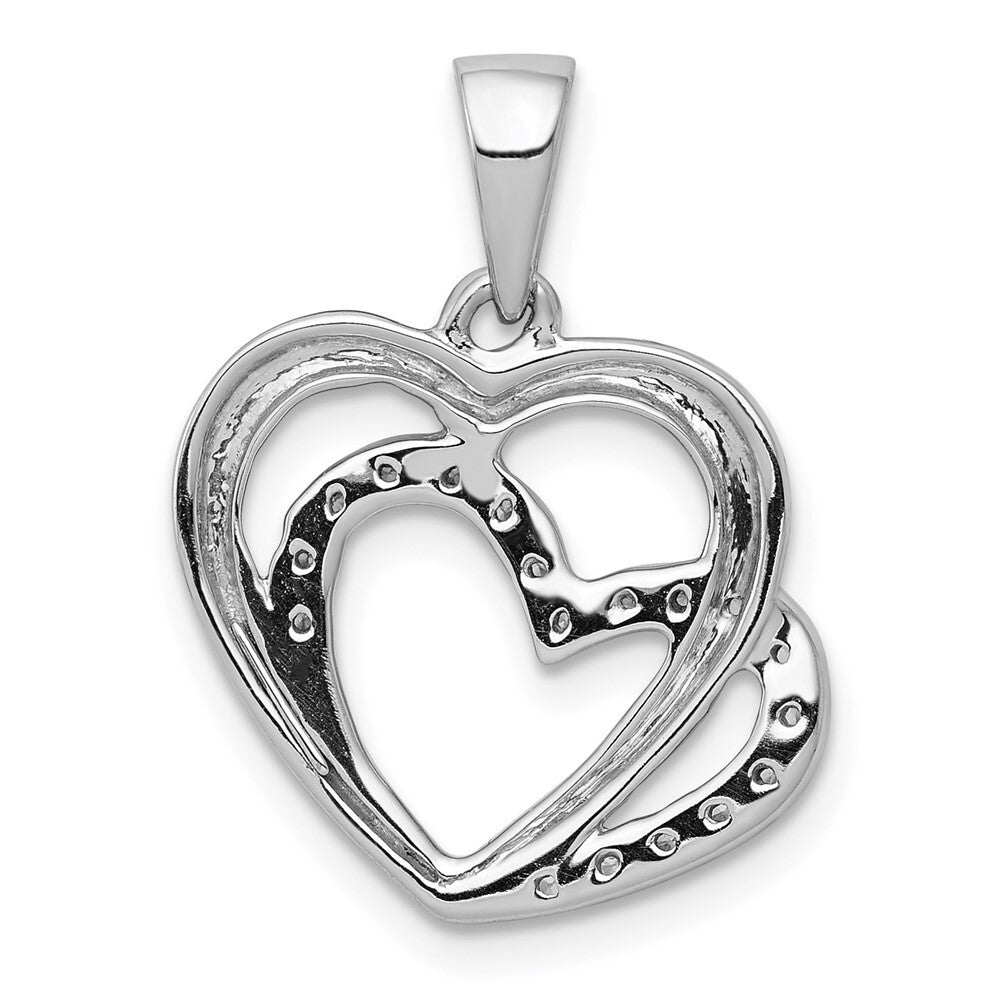 14k White Gold Diamond Entwined Hearts Pendant for Women