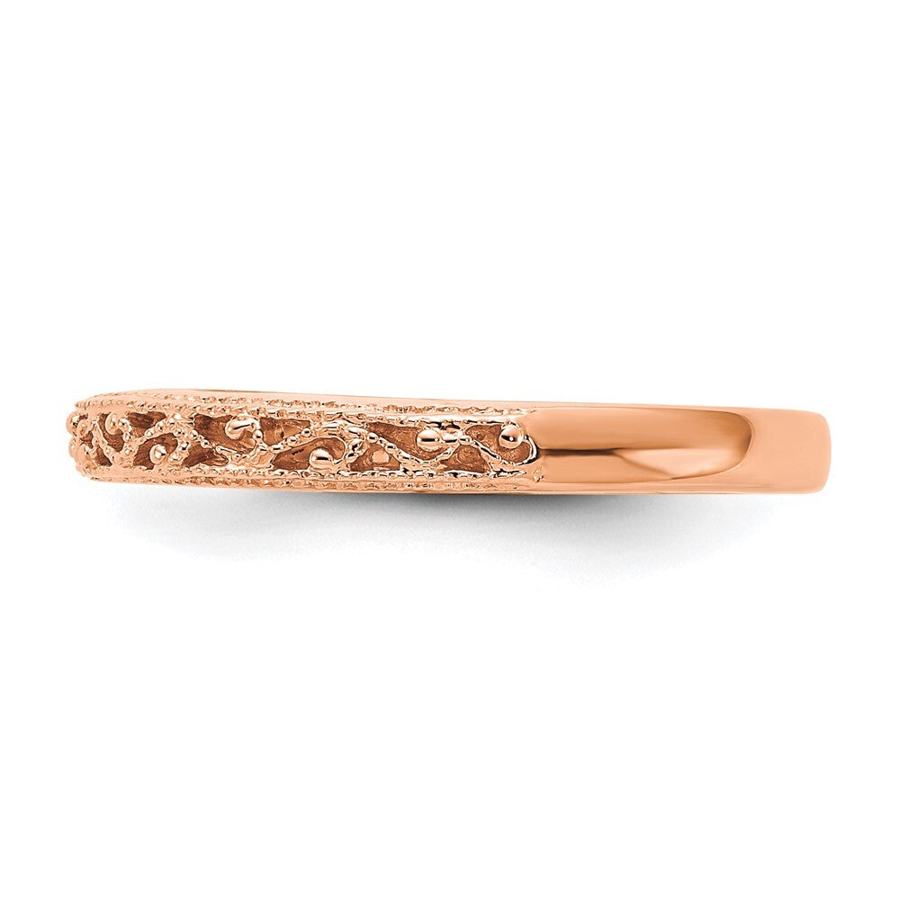 14k Rose Gold 3mm Filigree Wedding Band