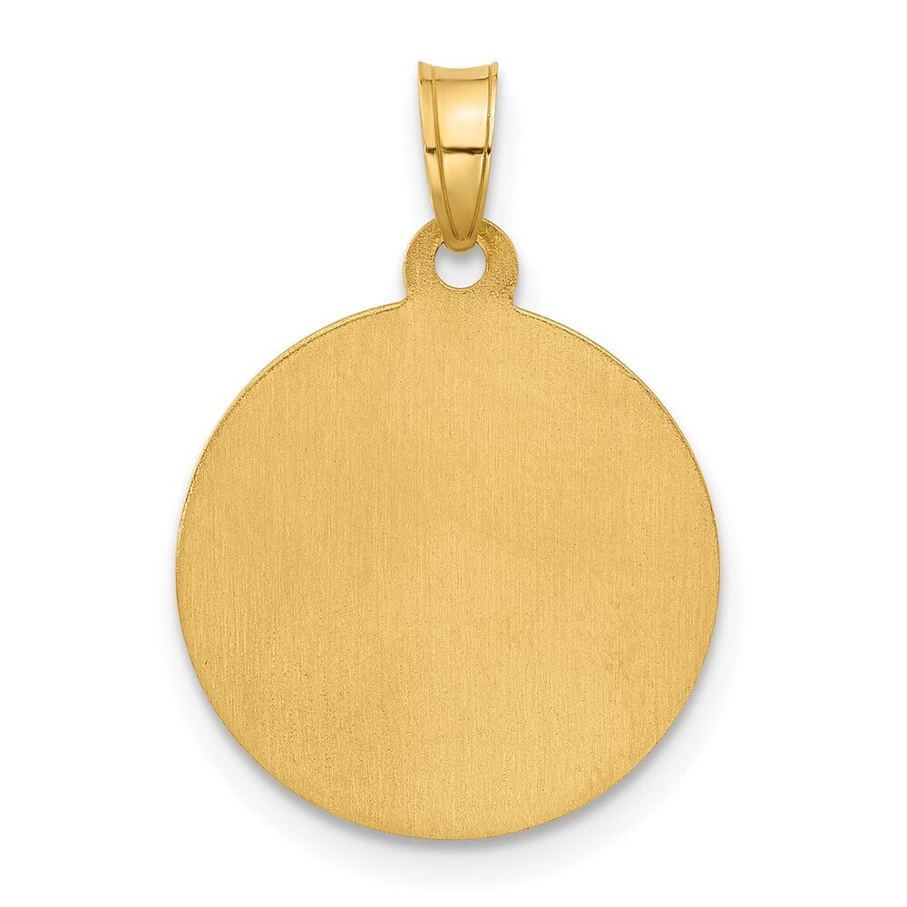 14k Yellow Gold with White Rhodium Hollow St. Joseph Medal Pendant for Women