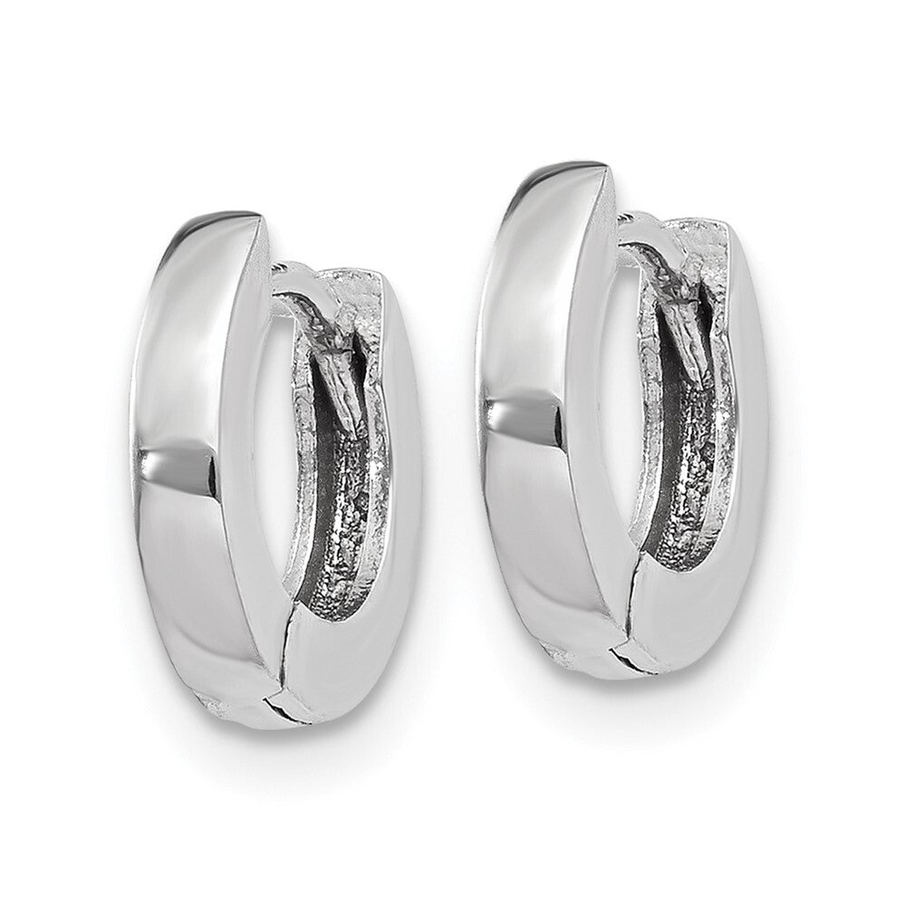 14k White Gold Polished Round Hinged Hoop Earrings Gift for Women