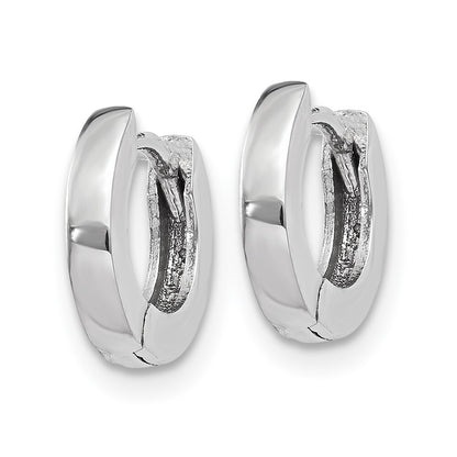 14k White Gold Polished Round Hinged Hoop Earrings Gift for Women