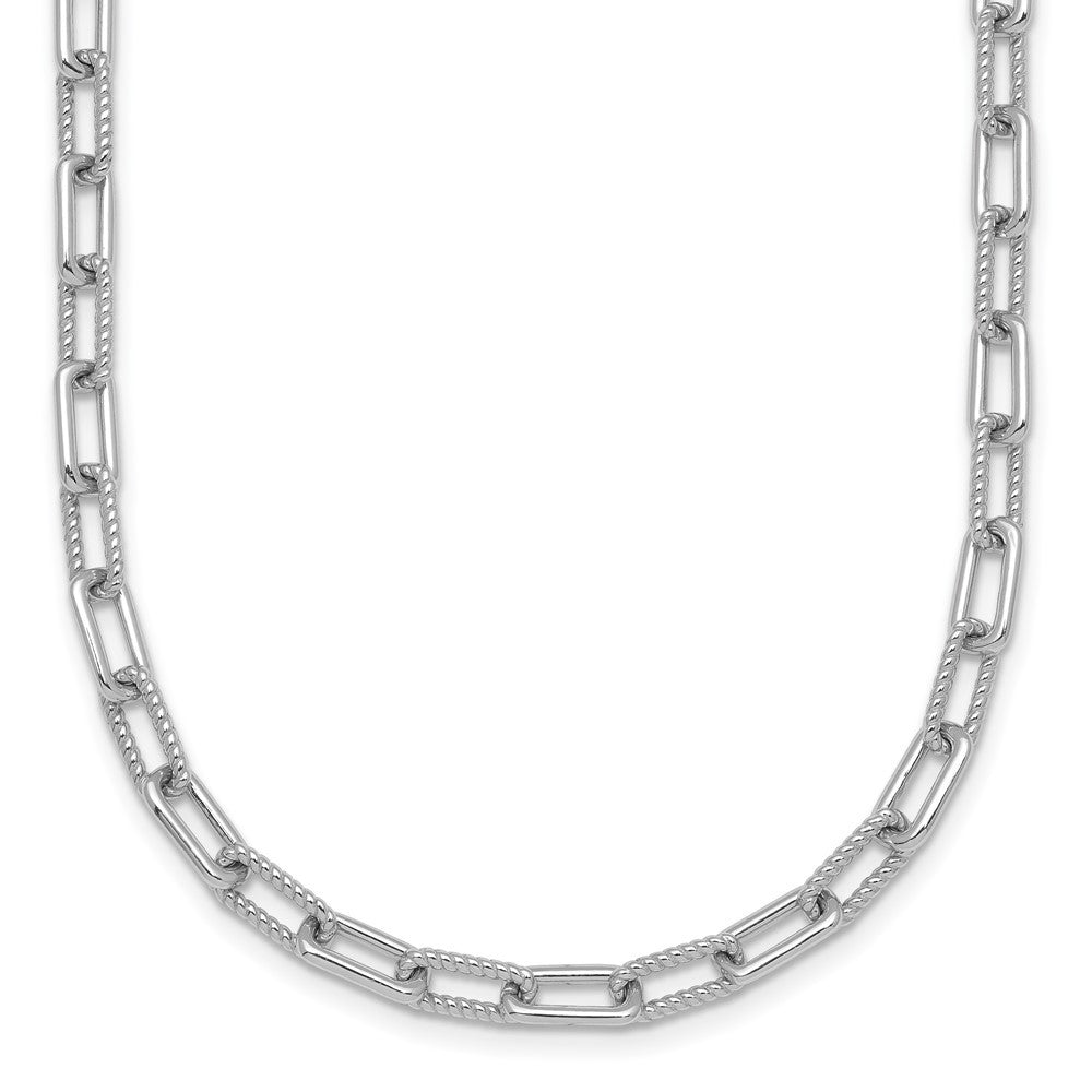 Sterling Silver Polished and Twisted Paperclip Link Necklace 16+2"