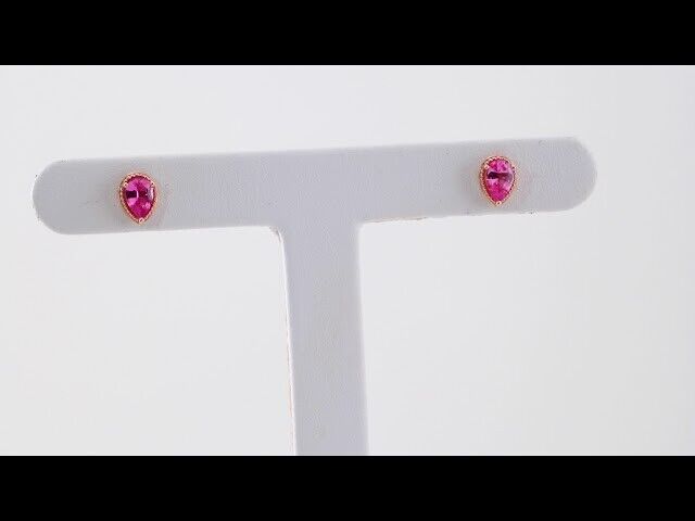 14k Yellow Gold Natural Pink Sapphire Stud Earrings  Fine Jewelry for Women