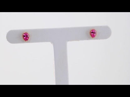 14k Yellow Gold Natural Pink Sapphire Stud Earrings  Fine Jewelry for Women