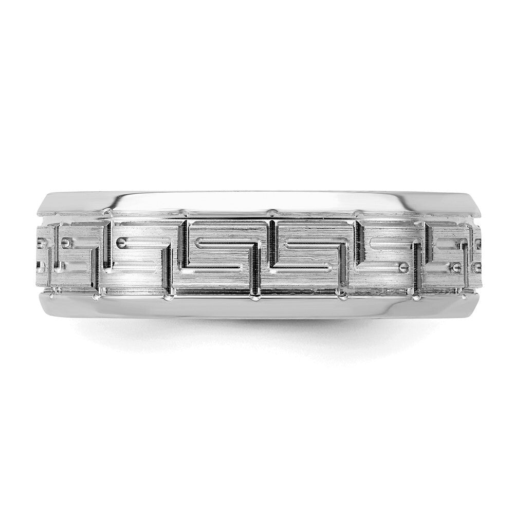 Sterling Silver Rhodium-plated 6mm Brushed Fancy Band Size 11