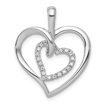 14k White Gold 1/10ct. Diamond Double Heart Pendant for Women