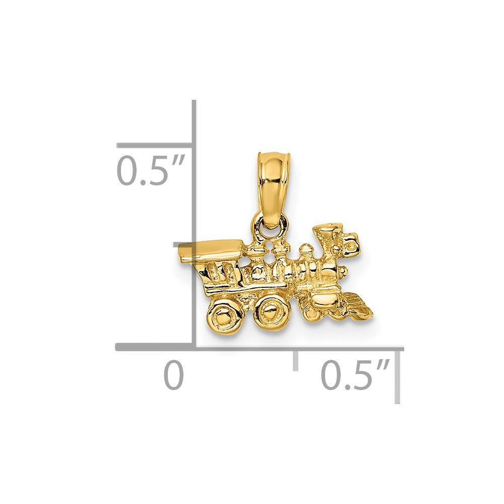 14k Yellow Gold 3-D Miniature Train Charm