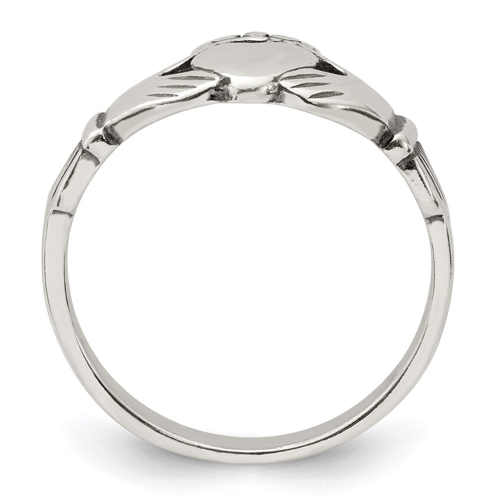 Sterling Silver Antiqued Claddagh Ring Size 7