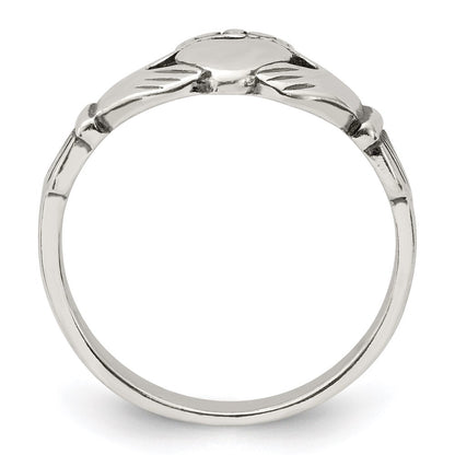 Sterling Silver Antiqued Claddagh Ring Size 7