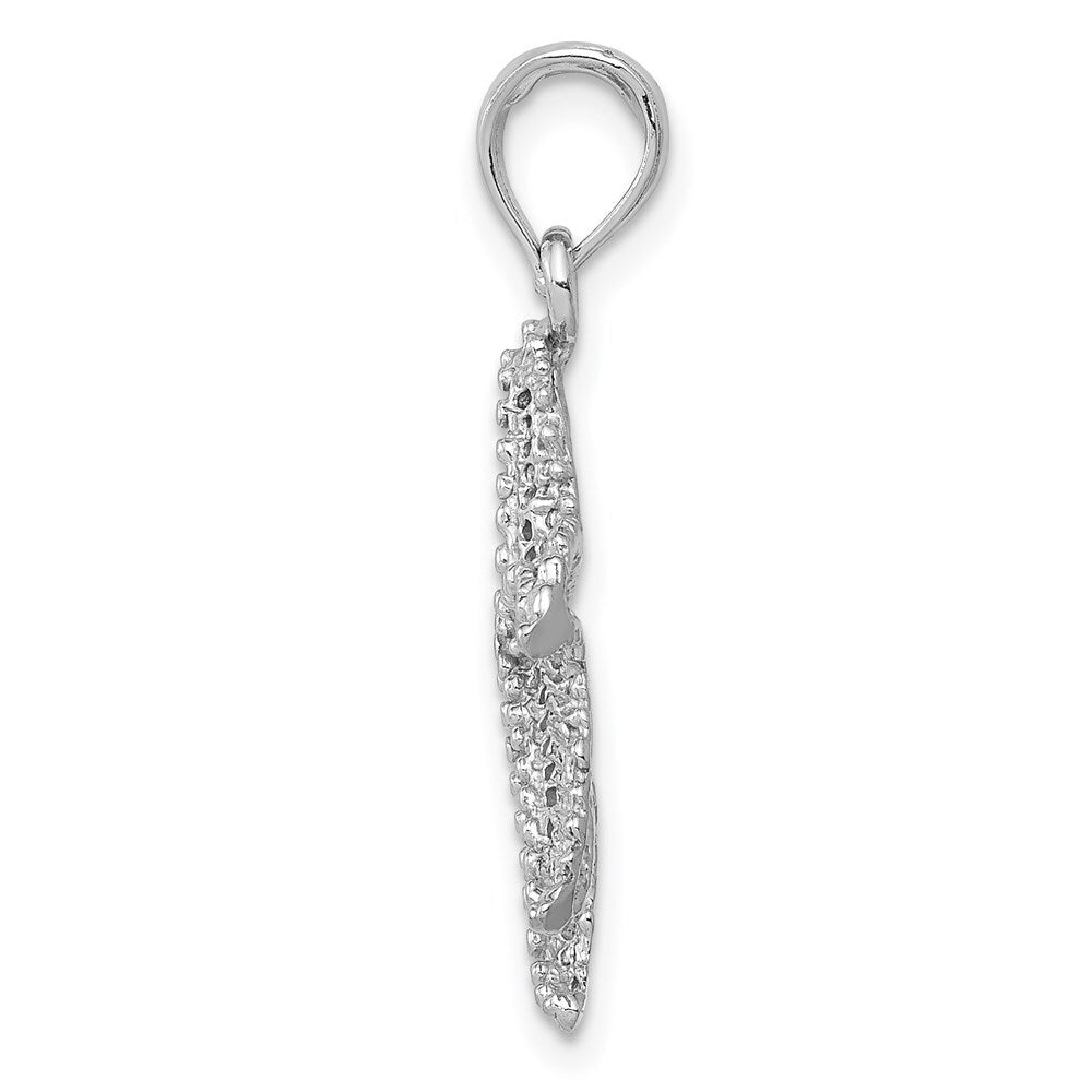 14k White Gold Polished Open-Backed Starfish Pendant for Women