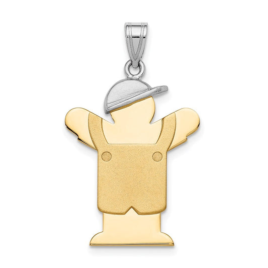 14k Two-Tone Gold Large Boy with Hat on Left Engravable Charm