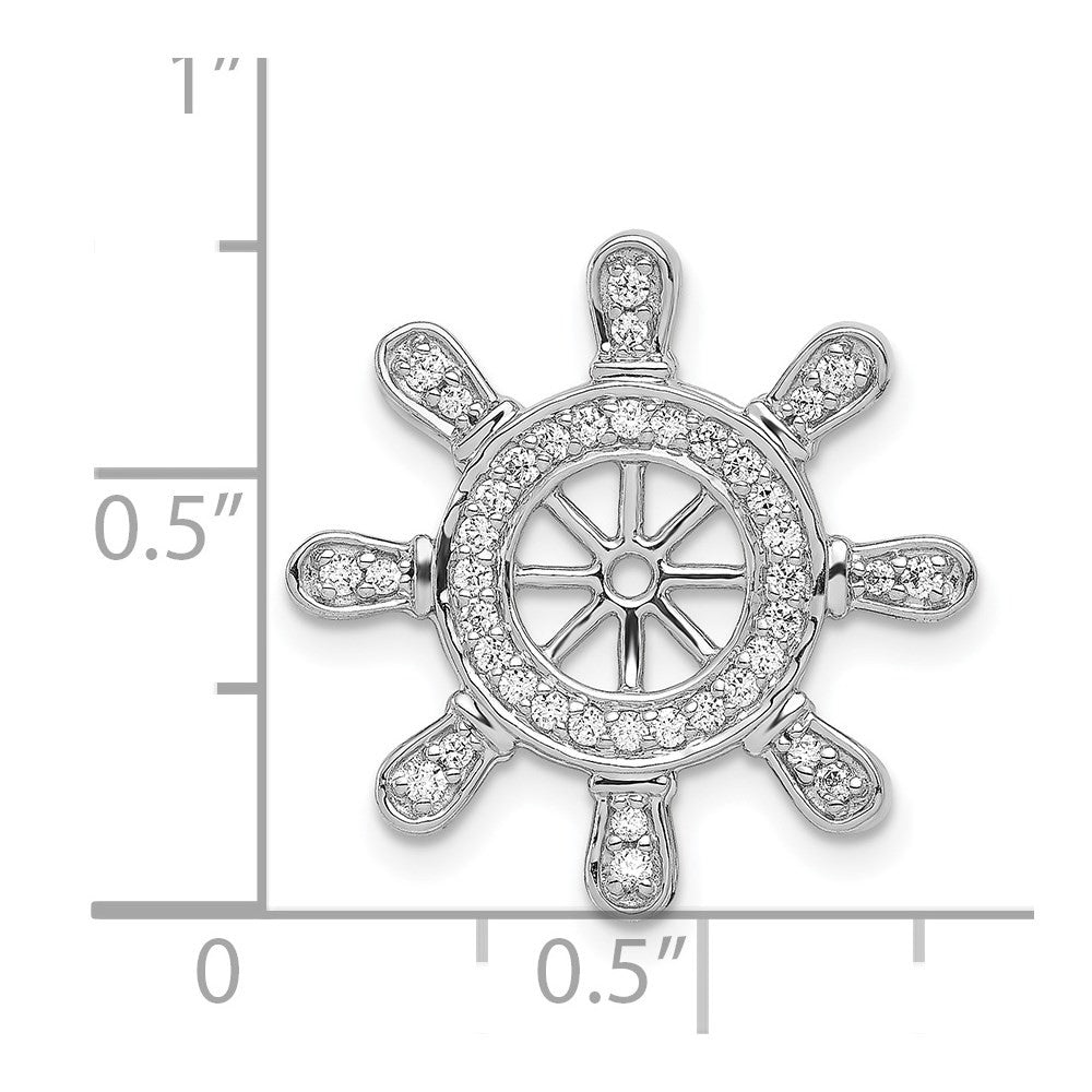 14k White Gold 1 4ct. Diamond Ship Wheel Pendant
