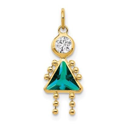 14k Yellow Gold December Girl Birthstone Charm Pendant for Women