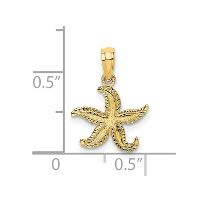 14k Yellow Gold Flat Starfish Charm