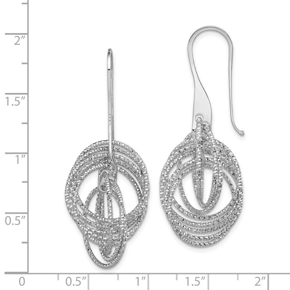 Sterling Silver Diamond-cut Fancy Intertwined Circles Dangle Earring