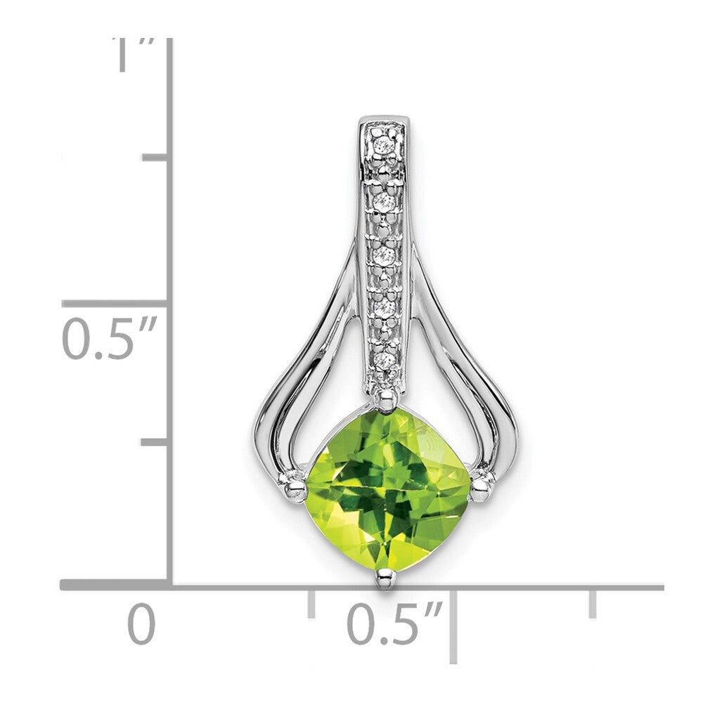 14k White Gold Peridot and Diamond Pendant for Women