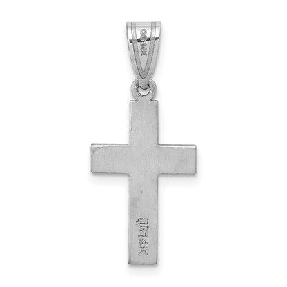 14k White Gold .01ct Diamond Heart Cross Pendant for Women