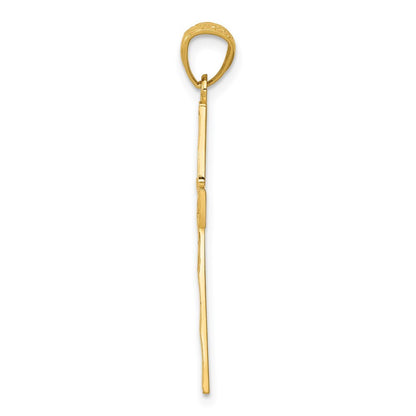 14k Yellow Gold Diamond-cut Filigree Cross Pendant