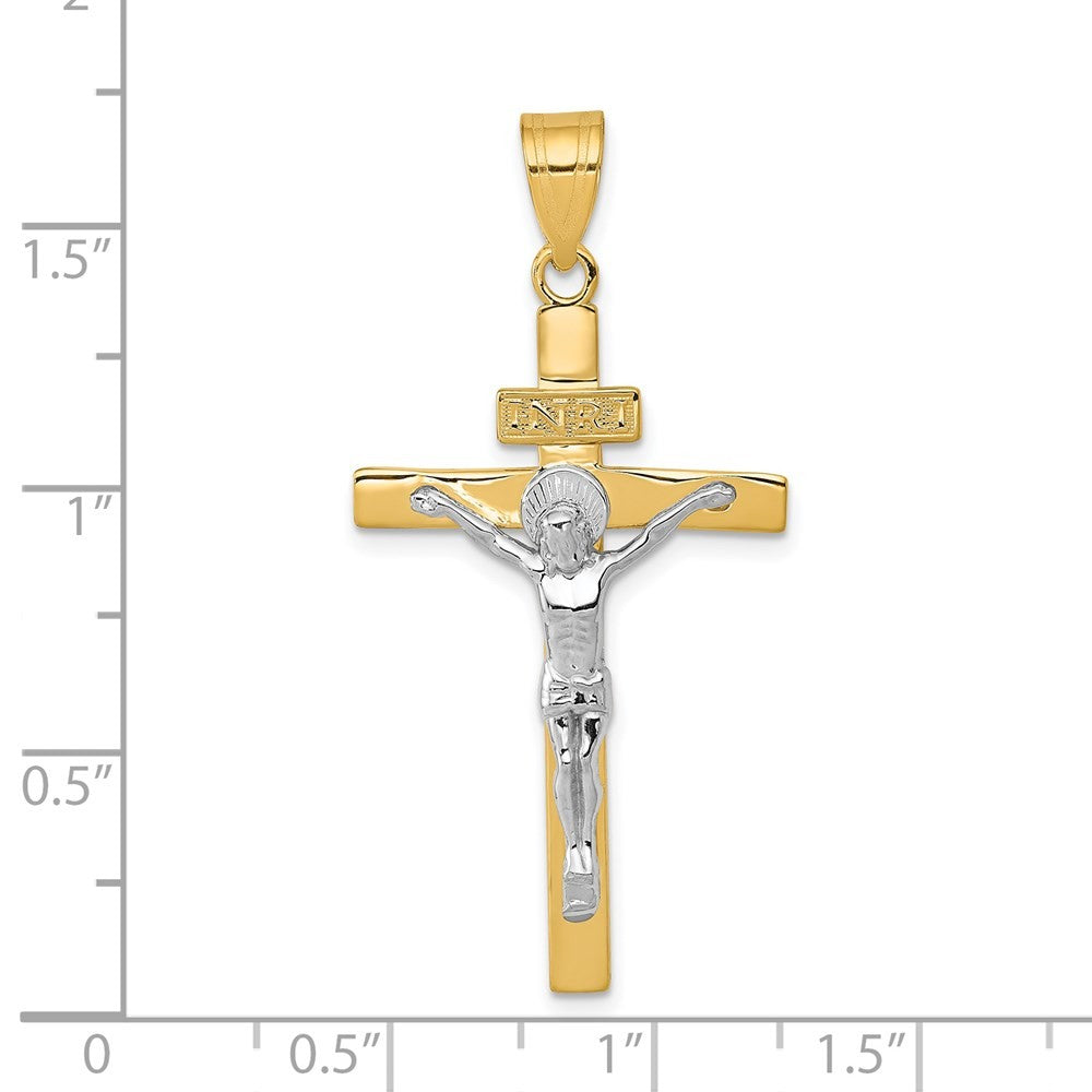 14K Two-Tone Gold INRI Crucifix Pendant