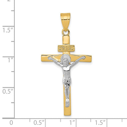 14K Two-Tone Gold INRI Crucifix Pendant