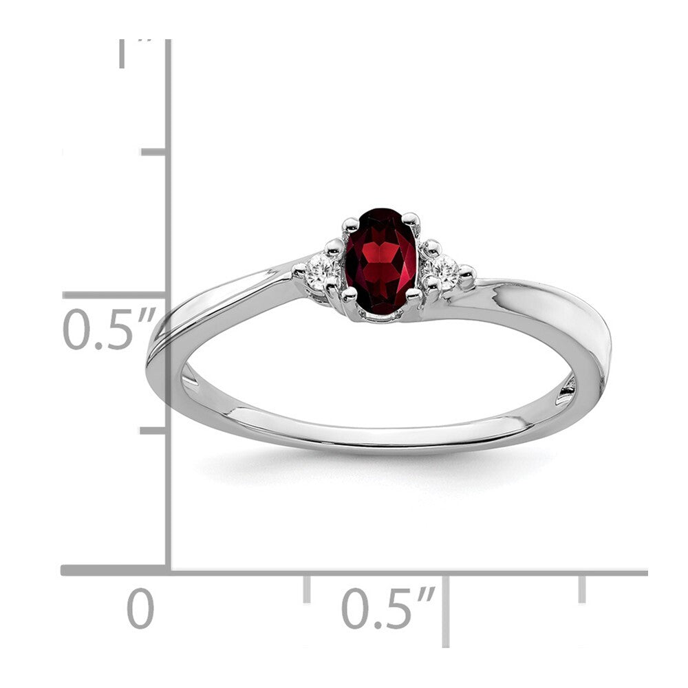 14k White Gold Garnet and Diamond Ring Size 7