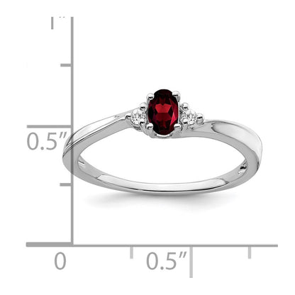 14k White Gold Garnet and Diamond Ring Size 7
