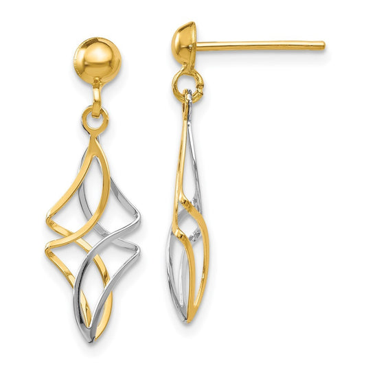 14k Two-tone Gold Dangle Earrings