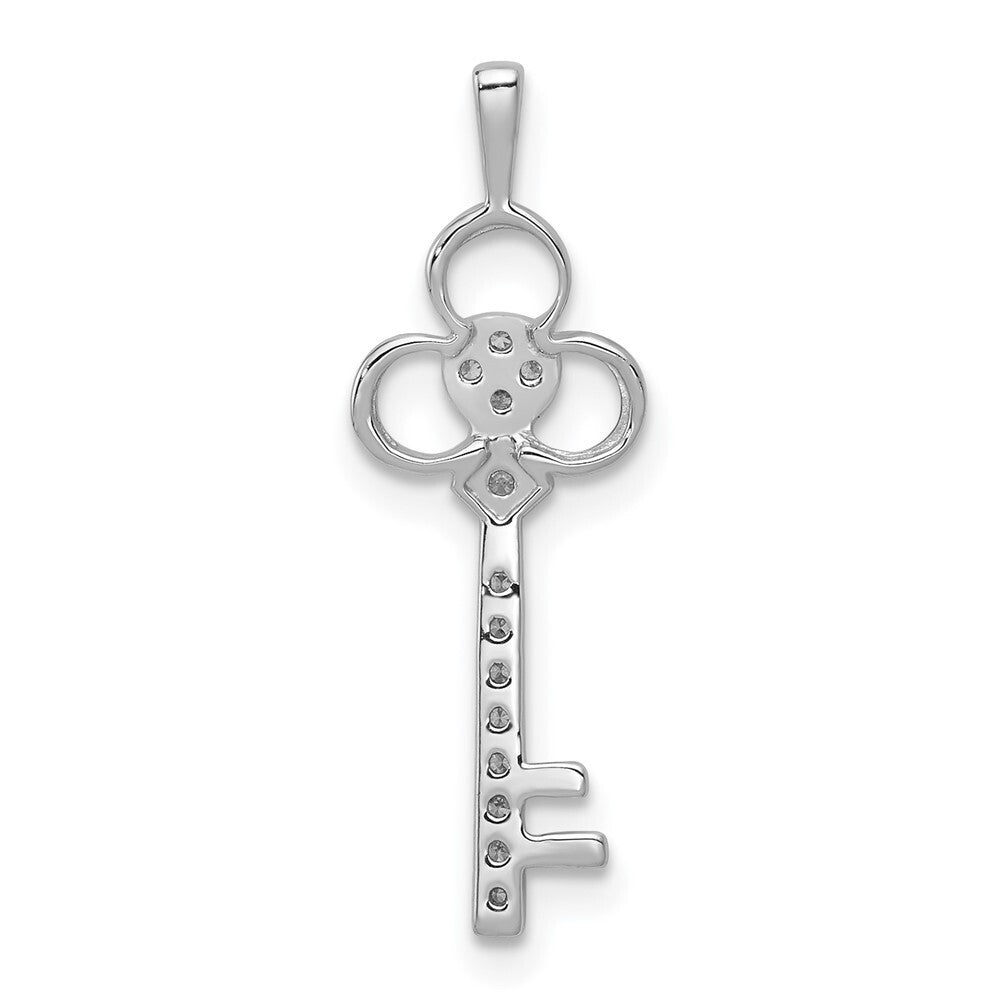 14k White Gold Diamond Club Key Pendant for Women