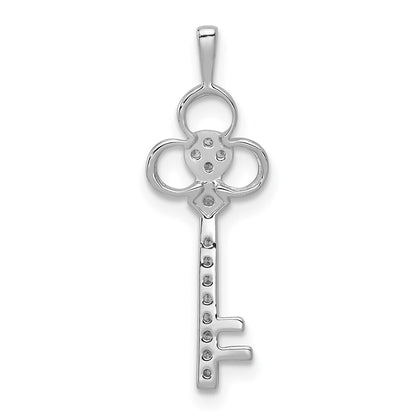14k White Gold Diamond Club Key Pendant for Women