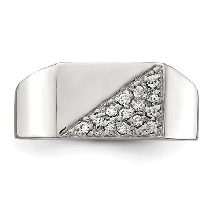 Sterling Silver Rhodium Plated Men's Cubic Zirconia Fashion Ring Size 10