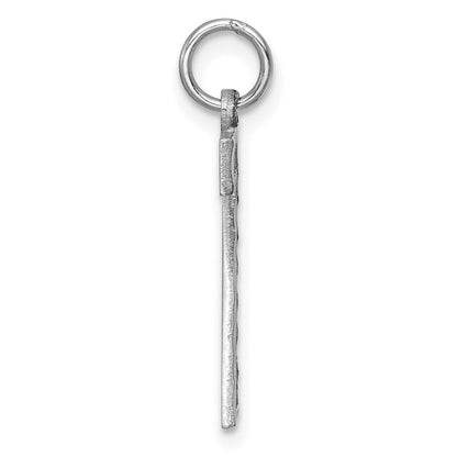 14k White Gold Large Brushed Diamond-cut Number 7 Charm Pendant for Women