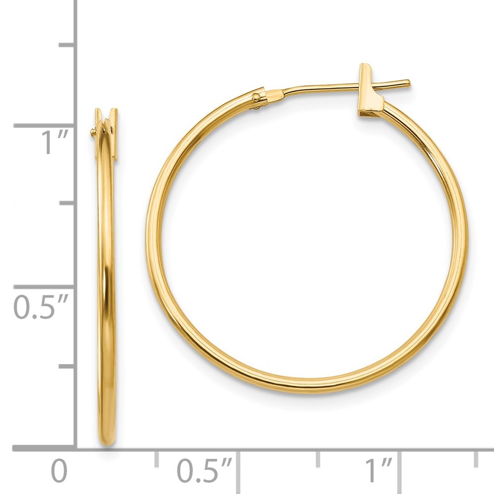 14k Yellow Gold 1mm Hoop Earrings