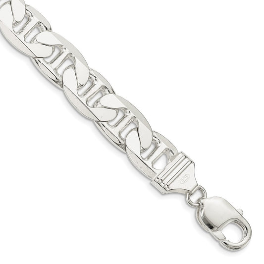 Sterling Silver 11.5mm Flat Anchor Chain Bracelet