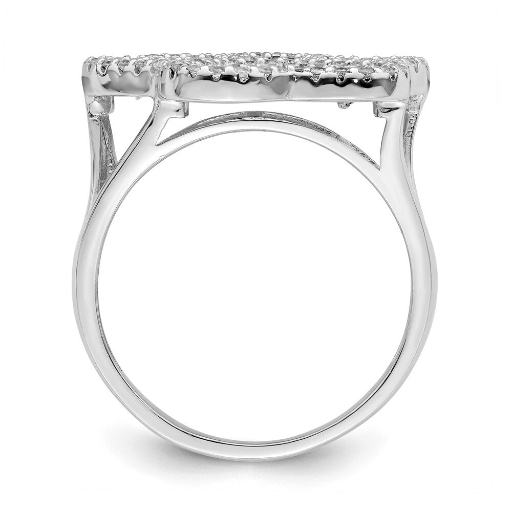Sterling Silver Rhodium-plated Polished CZ Paw Print Ring Size 8