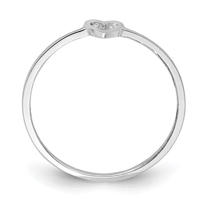14K White Gold Polished Heart Ring Size 7