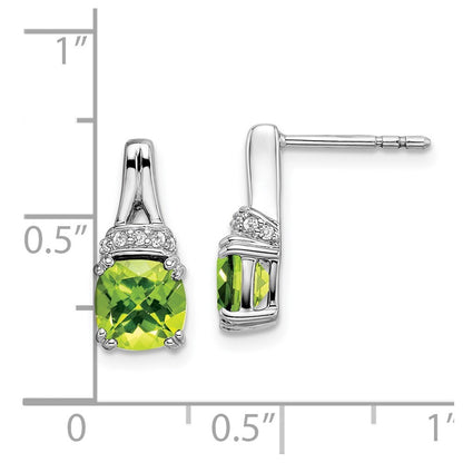 14k White Gold Peridot and Diamond Drop & Dangle Earrings